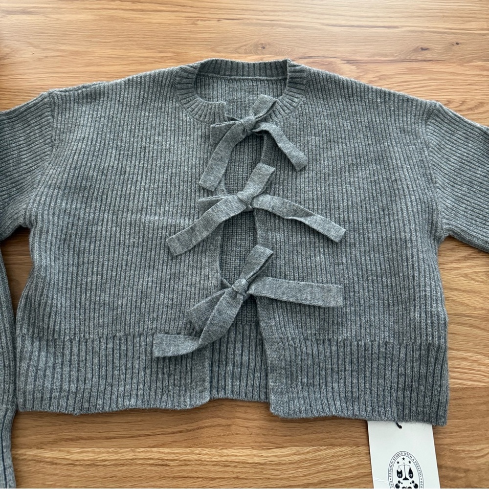Cider Gray Cardigan with Bow Ties